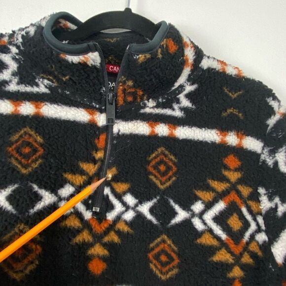 Canada Weather Gear Womens XL Black 1/4 Zip Sherpa Sweatshirt Aztec Tribal Comfy - Picture 9 of 14